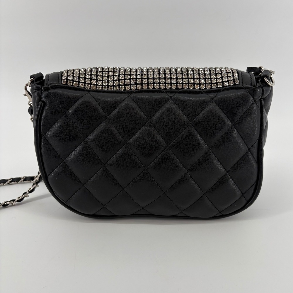 Bam Forever Black Quilted Rhinestone Flap Crossbody Bag - Excellent Condition - Picture 3 of 11